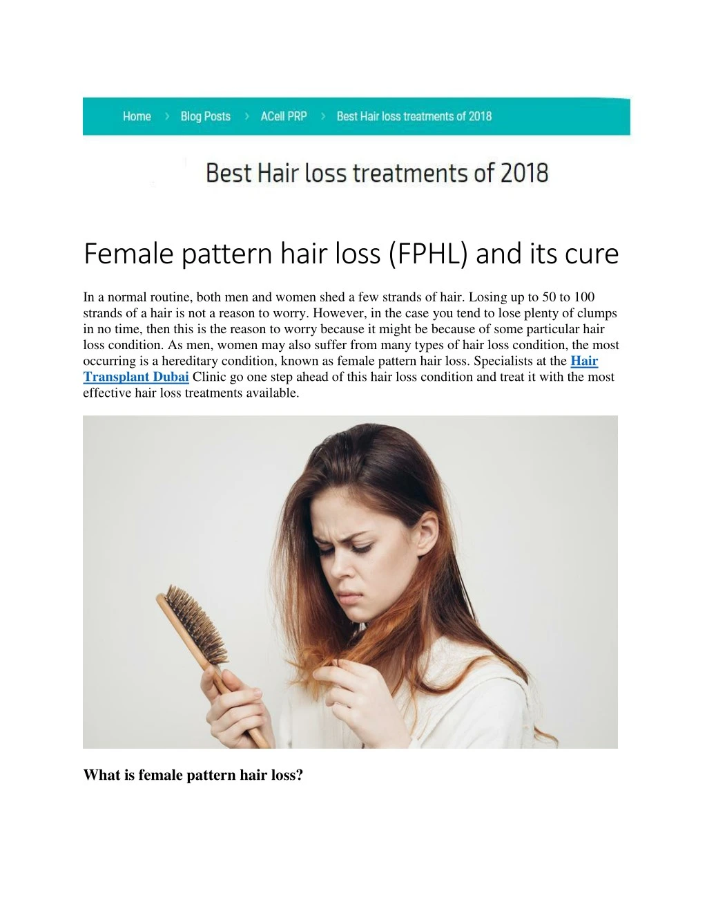female pattern hair loss fphl and its cure