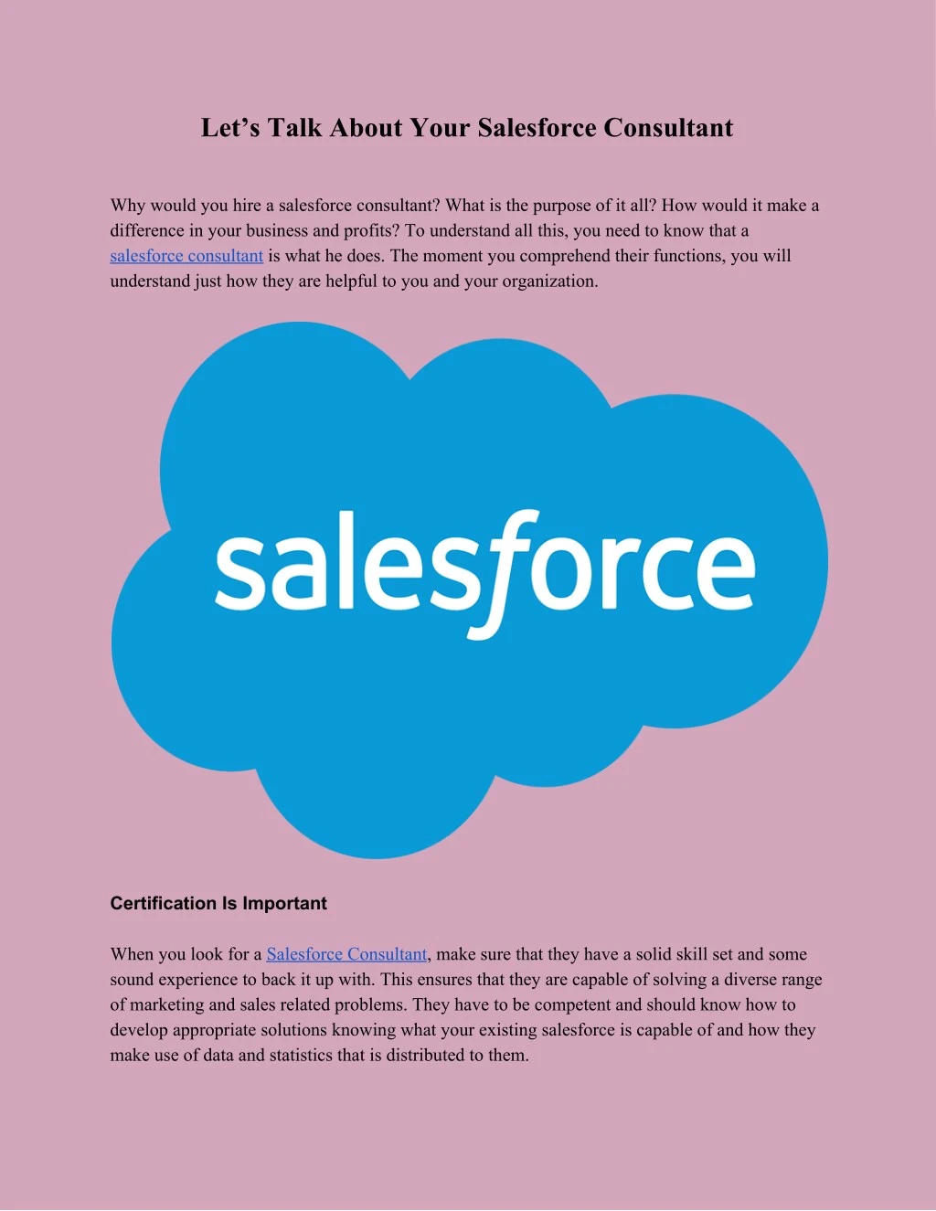 let s talk about your salesforce consultant