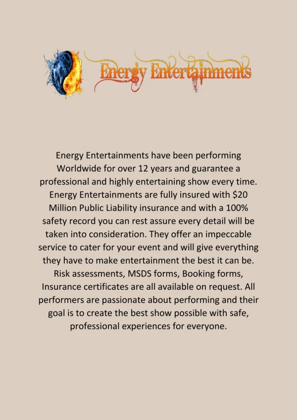 Fire Performance - Energy Entertainment