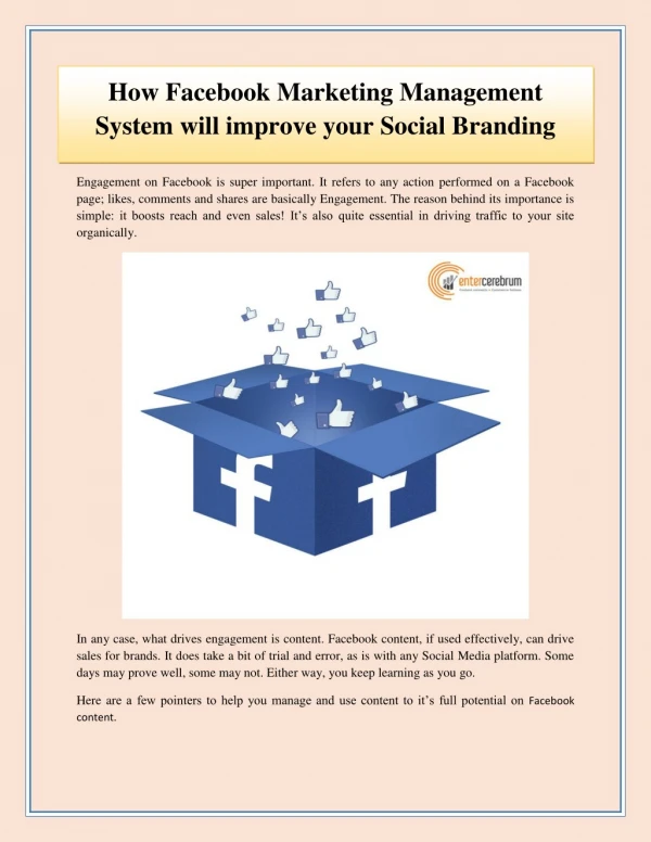 How Facebook Marketing Management System will improve your Social Branding