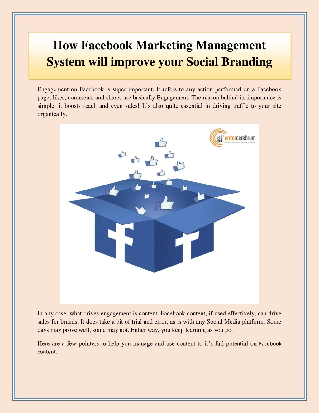 how facebook marketing management system will