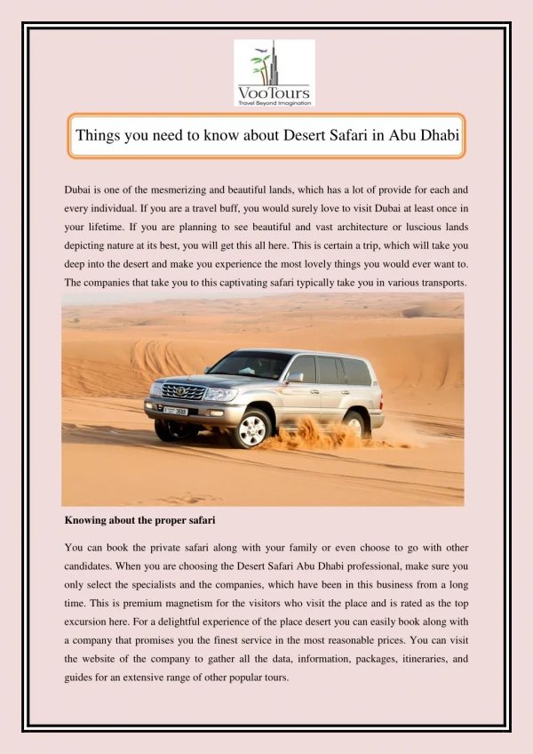 Things you need to know about Desert Safari in Abu Dhabi