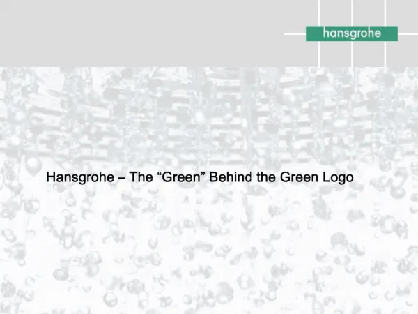 Hansgrohe The Green Behind the Green Logo