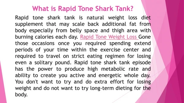 Rapid Tone Weight Loss: - Rapid Tone Shark tank price