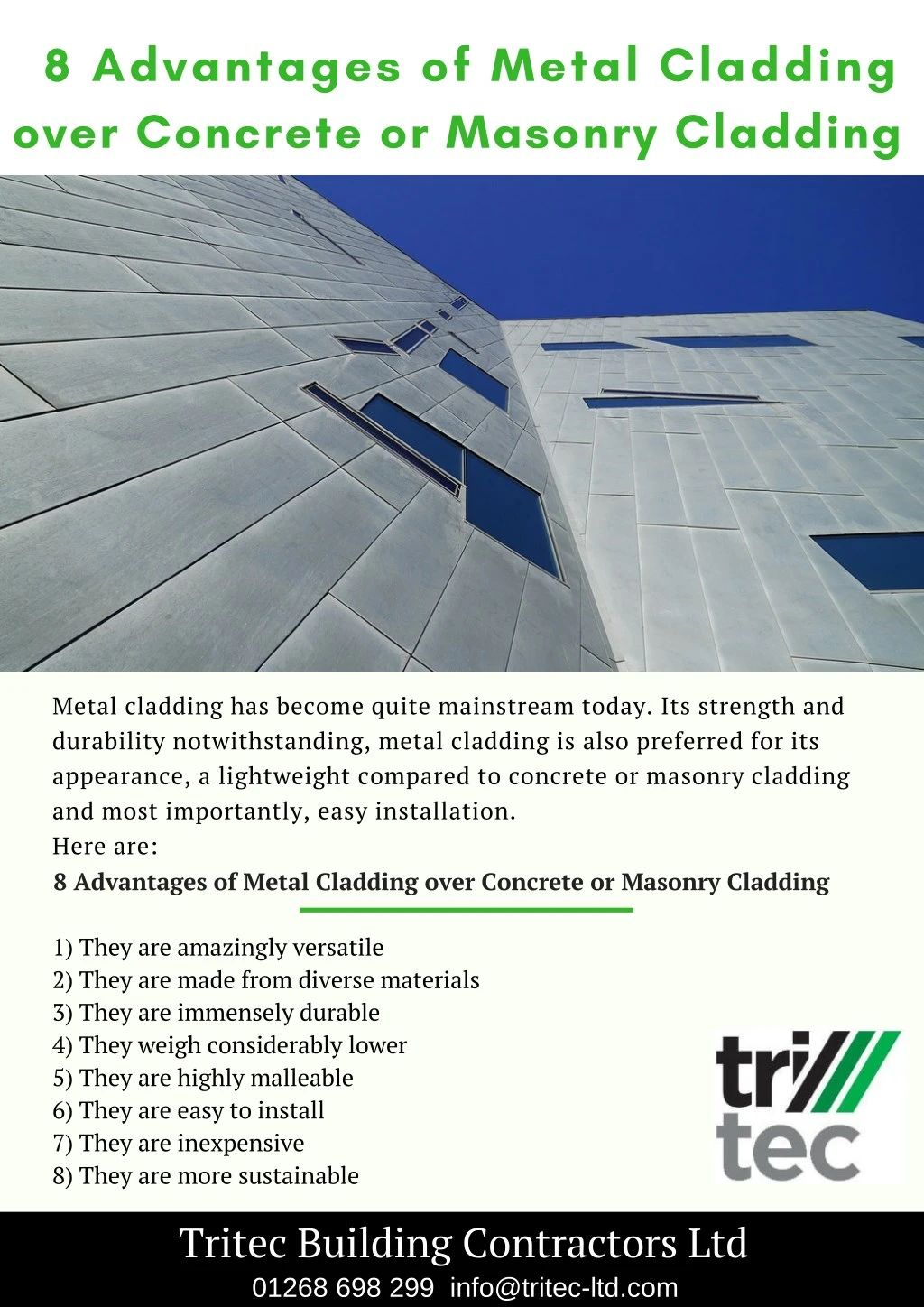 advantages of metal cladding over concrete