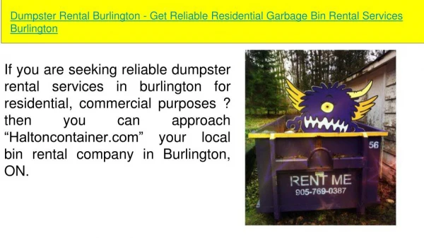 Dumpster Rental In Burlington