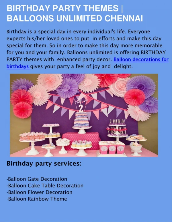 Birthday Party Organisers in Chennai & Helium Balloon Bouquets in Chennai