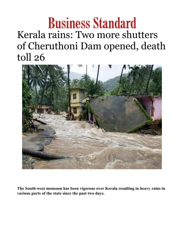 Kerala rains: Two more shutters of Cheruthoni Dam opened, death toll 26