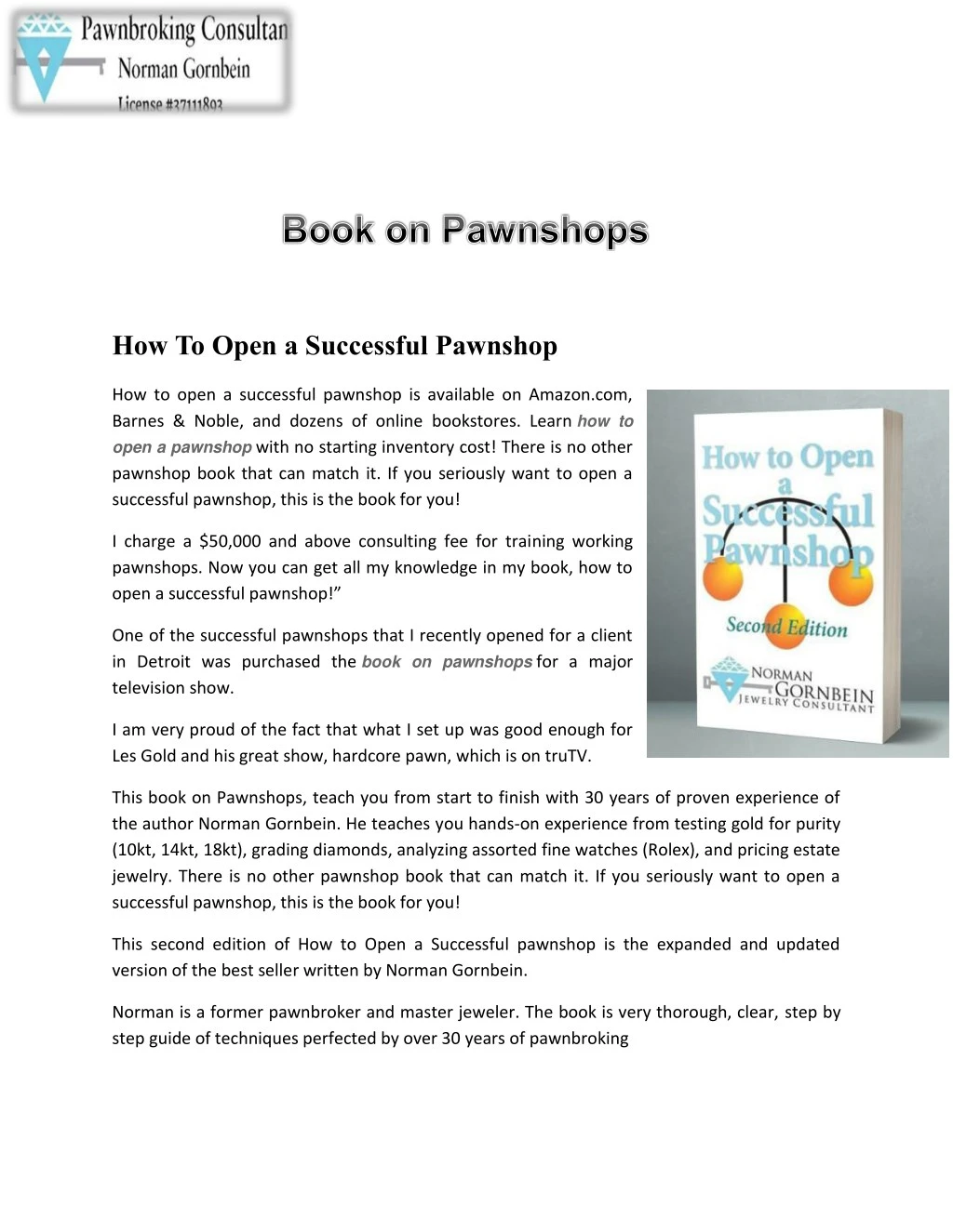 how to open a successful pawnshop