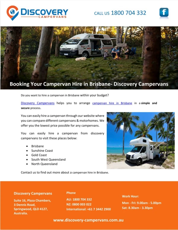 Booking Your Campervan Hire in Brisbane- Discovery Campervans