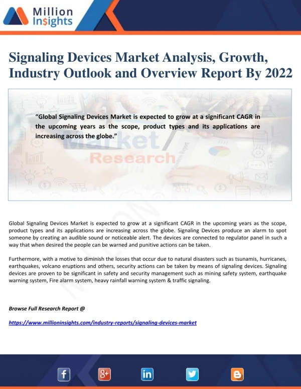 Signaling Devices Market Analysis, Growth, Industry Outlook and Overview Report By 2022