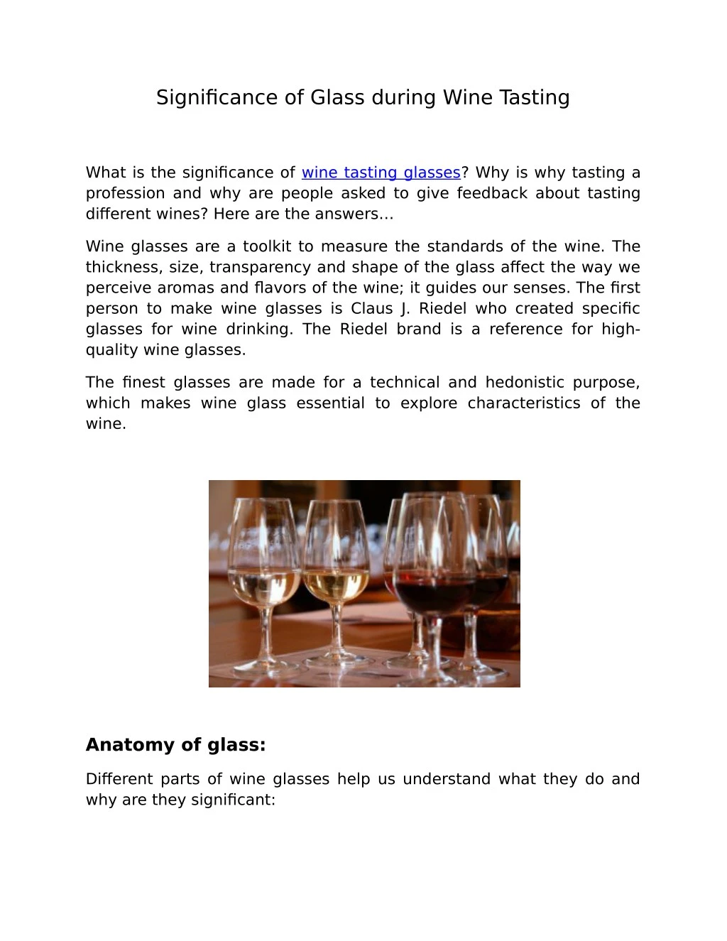 significance of glass during wine tasting
