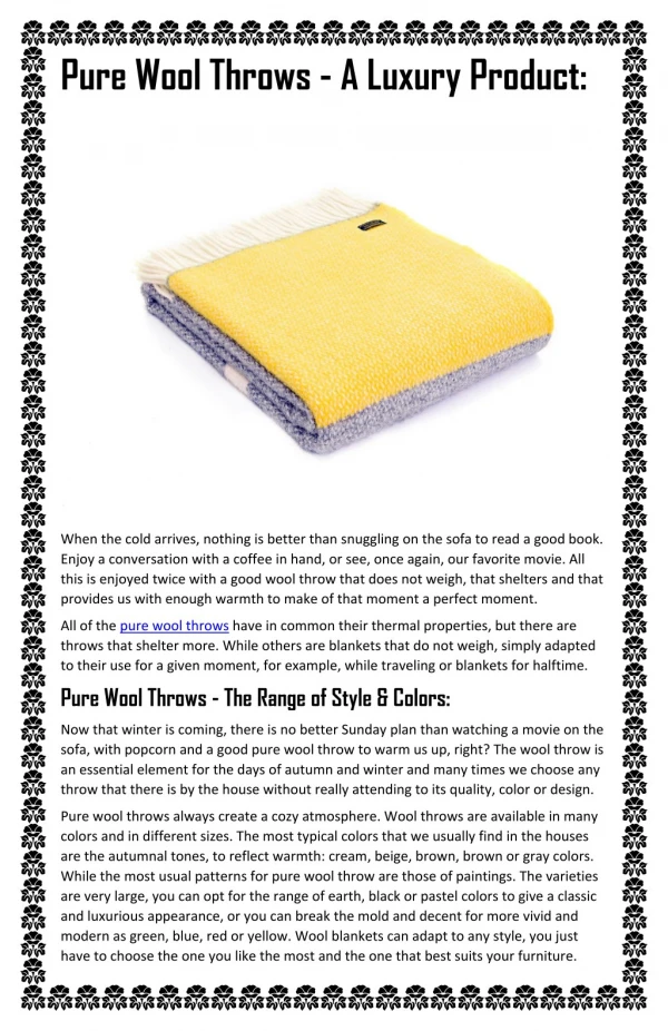 Pure Wool Throws - A Luxury Product: