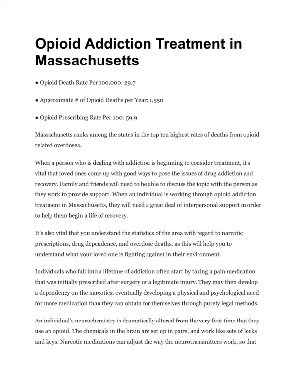 Opioid Addiction Treatment in Massachusetts