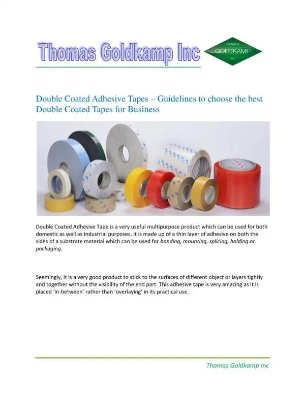 Double Coated Adhesive Tapes: Guidelines to choose the best Double Coated Tapes for Business