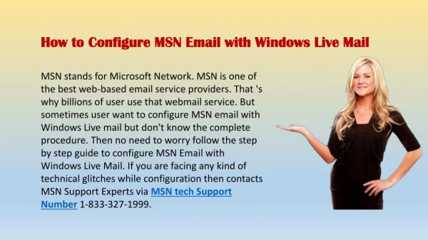 Configure MSN Email with Windows Live Mail : MSN Support 1-833-327-1999