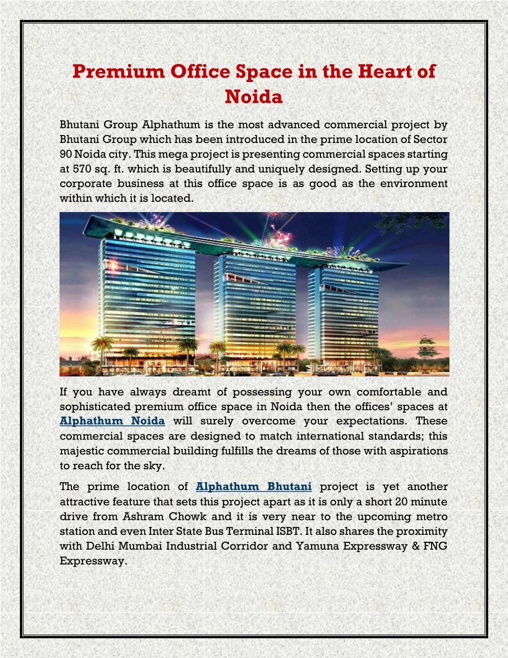 premium office space in the heart of noida