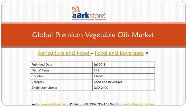 Global Premium Vegetable Oils Market - Aarkstore