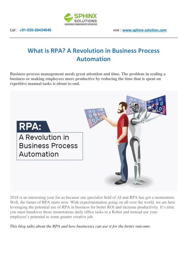 What is RPA? A Revolution in Business Process Automation