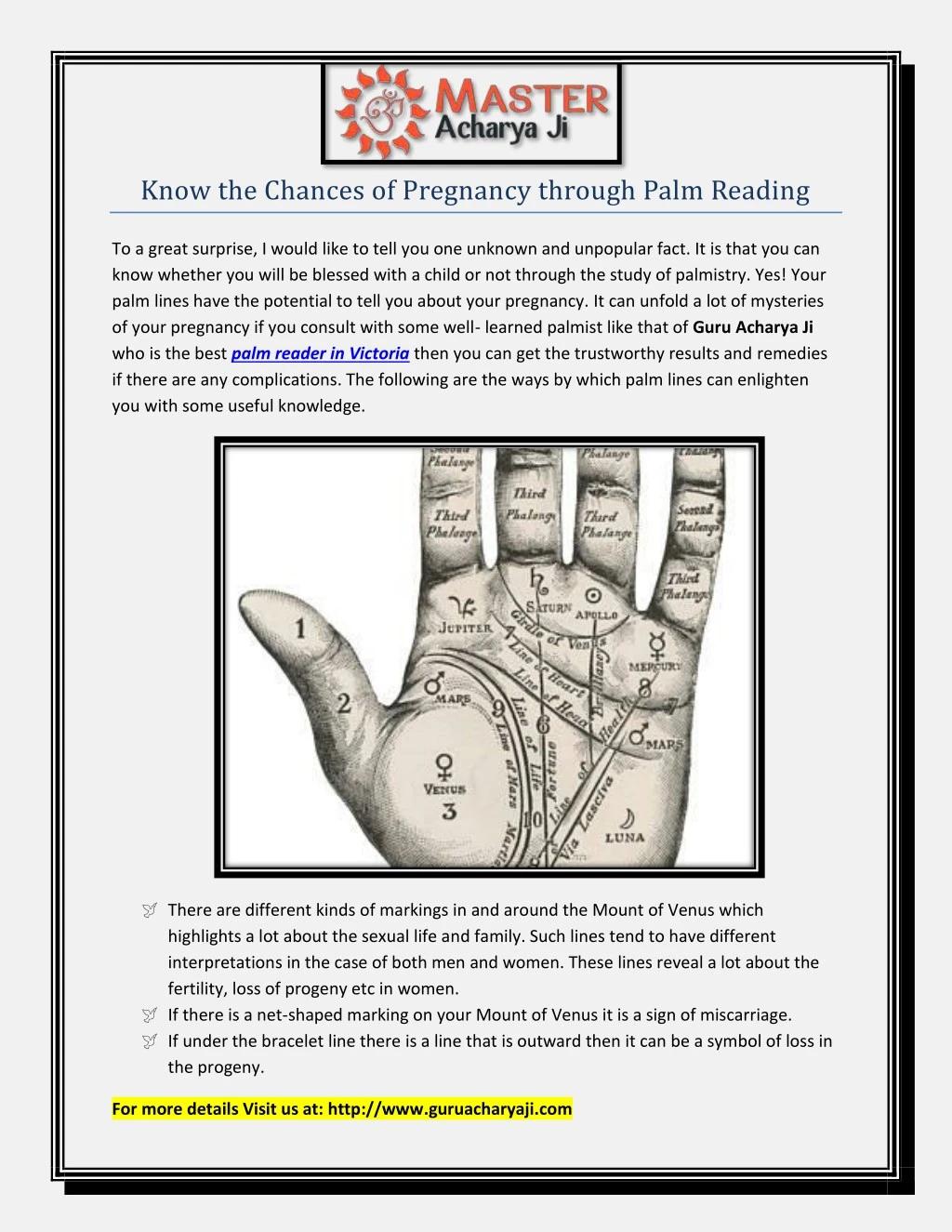 know the chances of pregnancy through palm reading