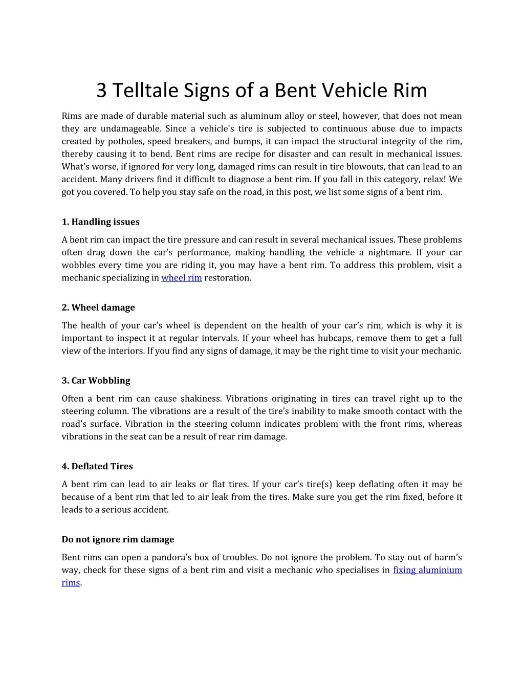 3 telltale signs of a bent vehicle rim