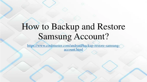 How to Backup and Restore Samsung Account?