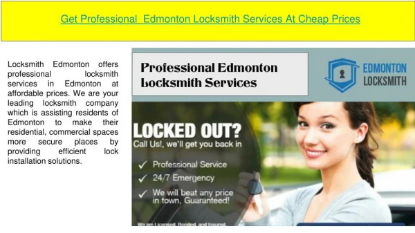 Professional Edmonton Locksmith Services