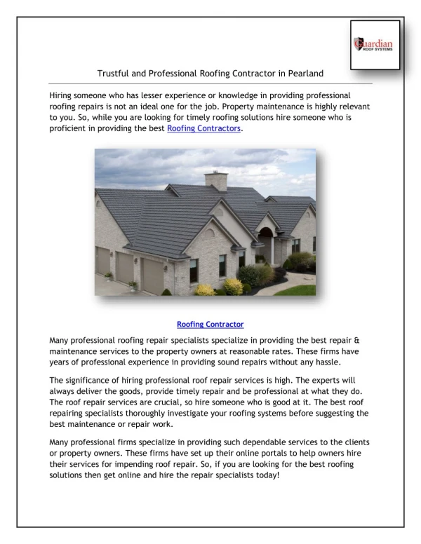 Trustful and Professional Roofing Contractor in Pearland