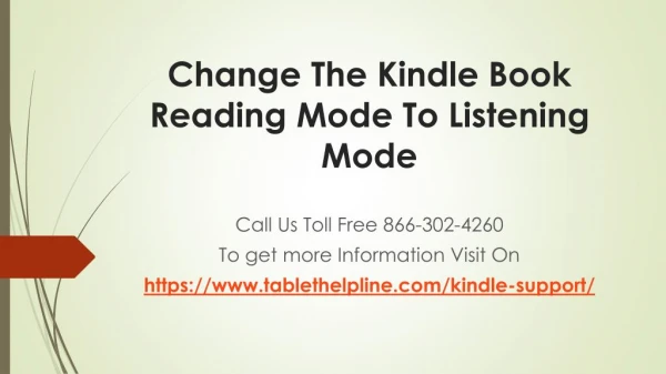 Change The Kindle Book Reading Mode To Listening Mode