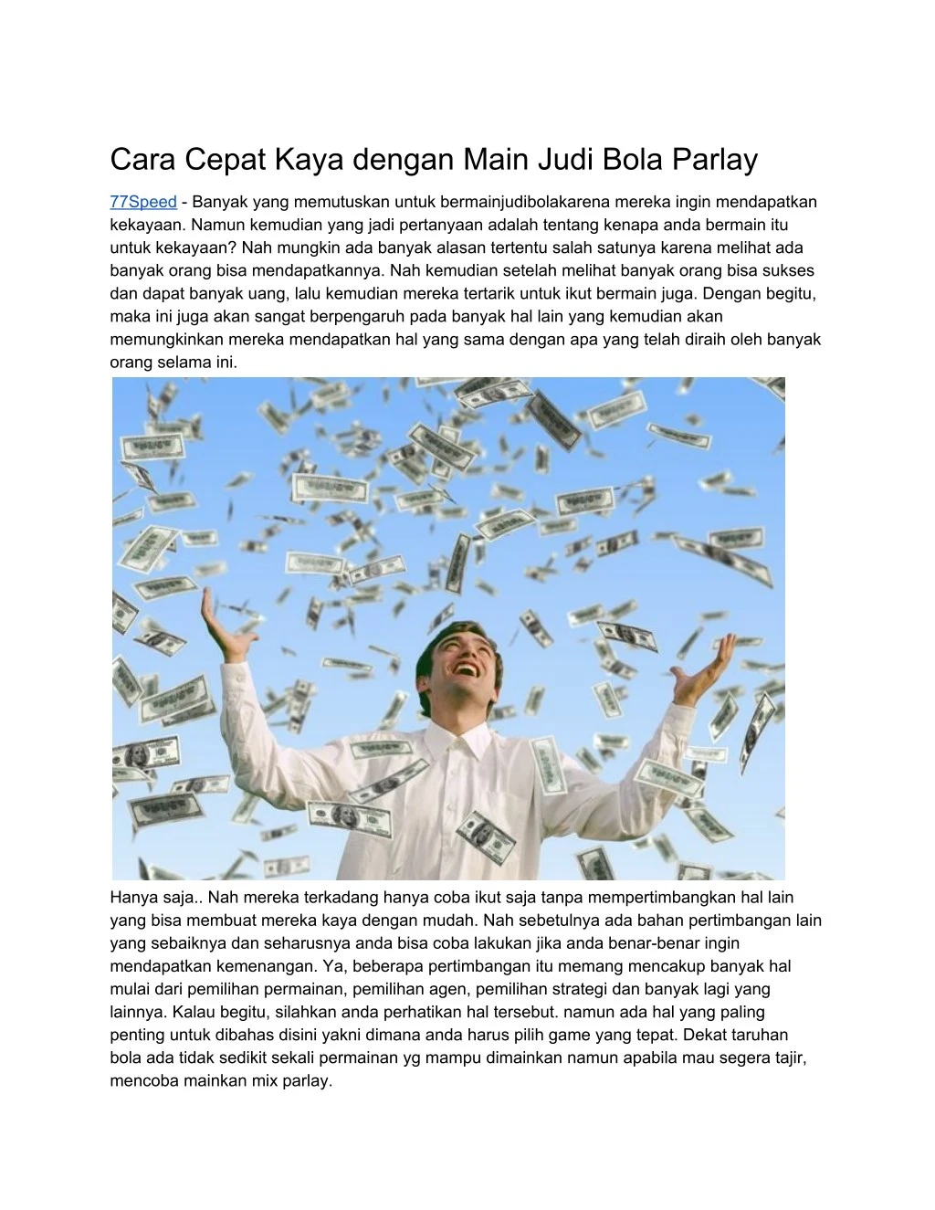 cara cepat kaya dengan main judi bola parlay