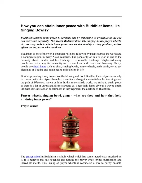 How you can attain inner peace with Buddhist Items like Singing Bowls?