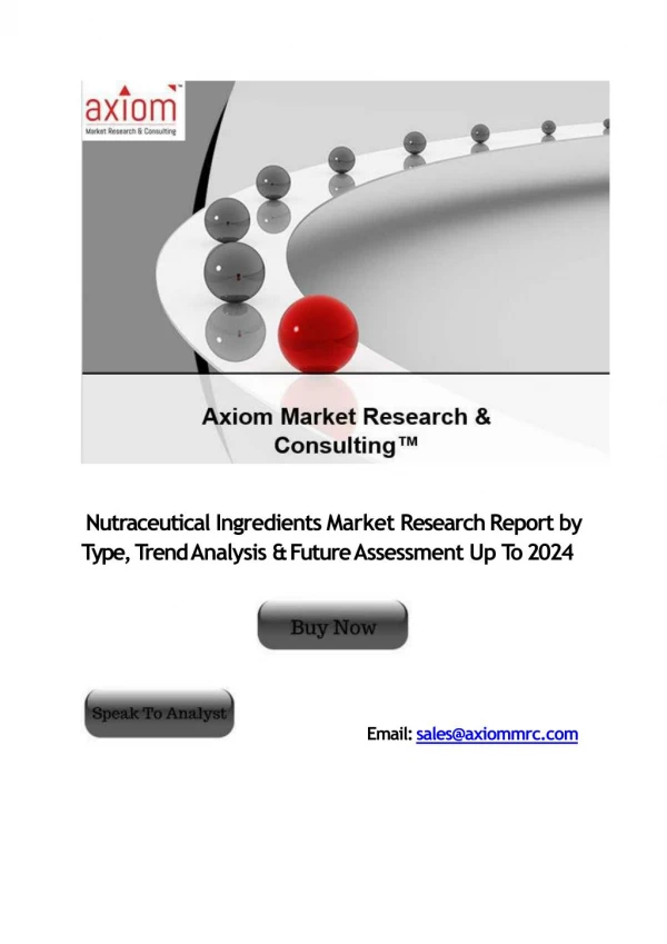 Nutraceutical Ingredients Market Research Report by Type, Trend Analysis & Future Assessment Up To 2024