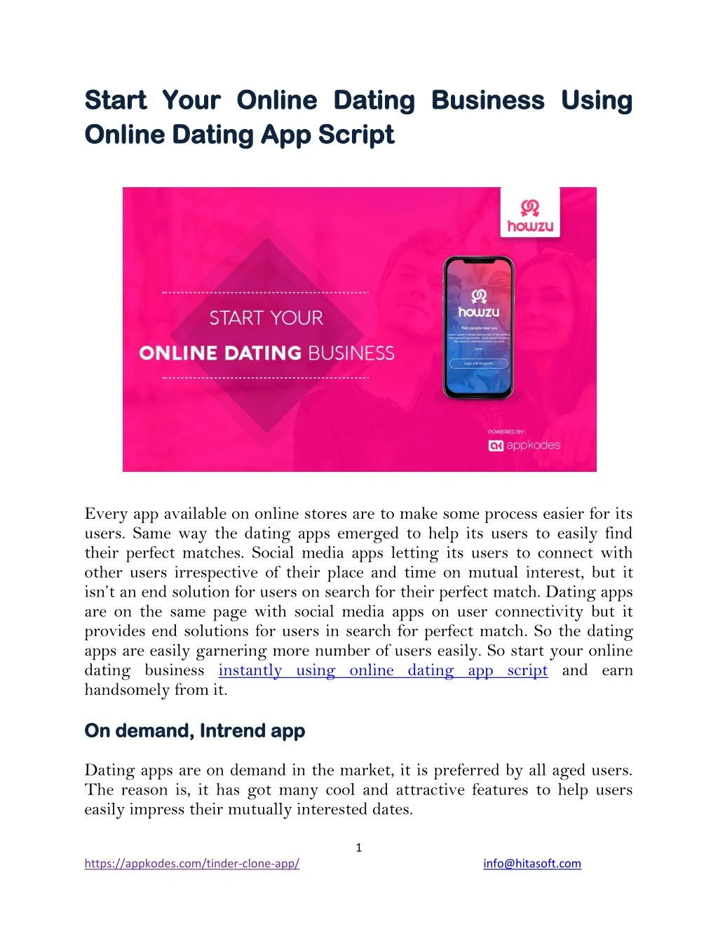 start your online dating business using start