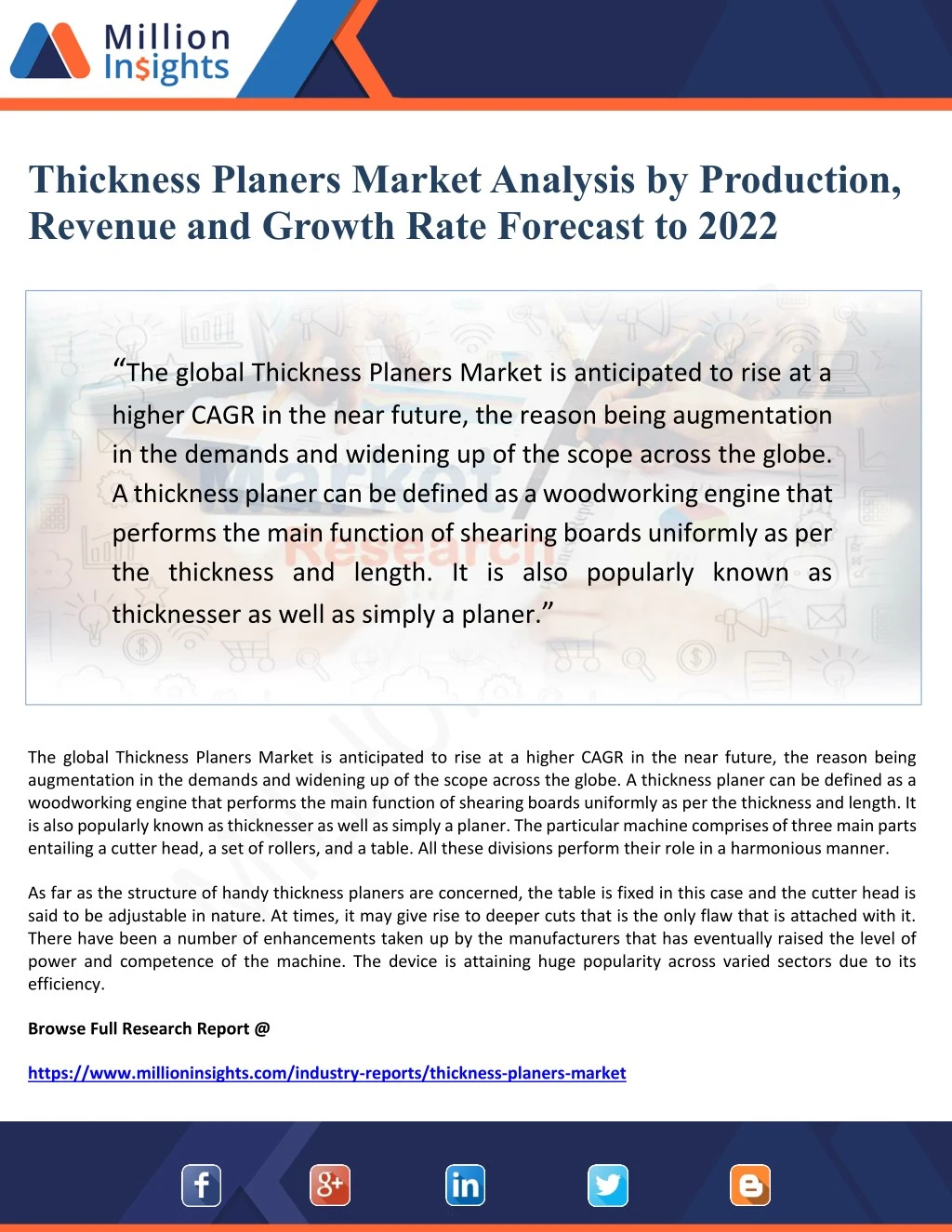 thickness planers market analysis by production