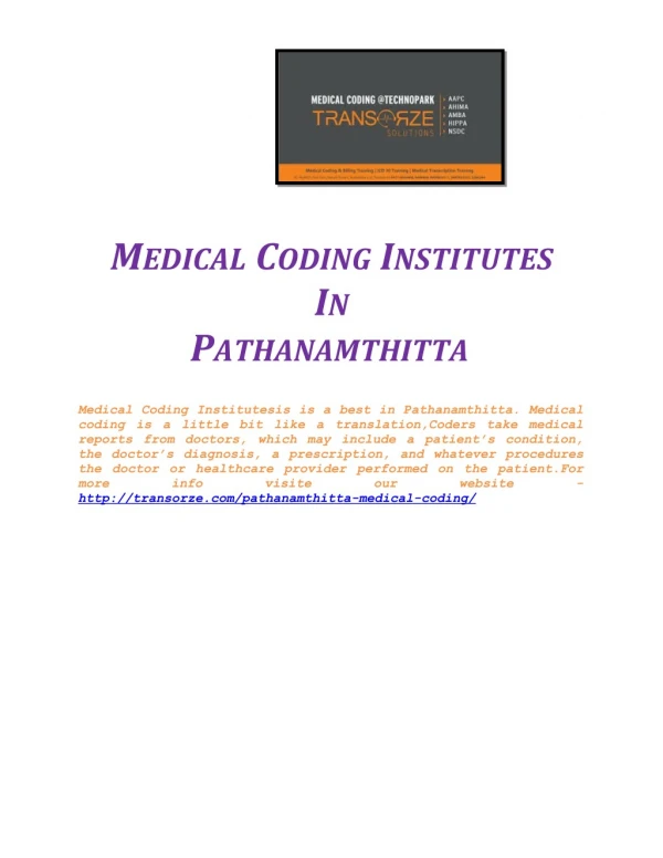 Medical Coding Institutes In Pathanamthitta
