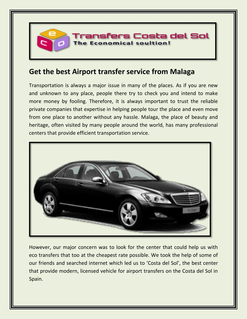 get the best airport transfer service from malaga