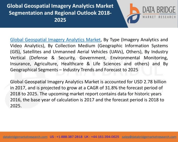 Global Geospatial Imagery Analytics Market- Industry Trends and Forecast to 2025