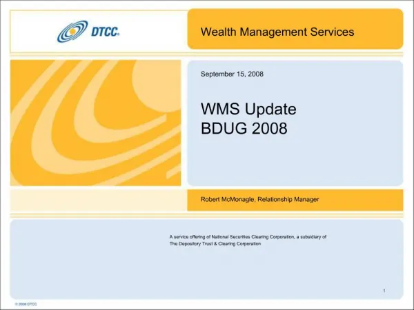 September 15, 2008 WMS Update BDUG 2008