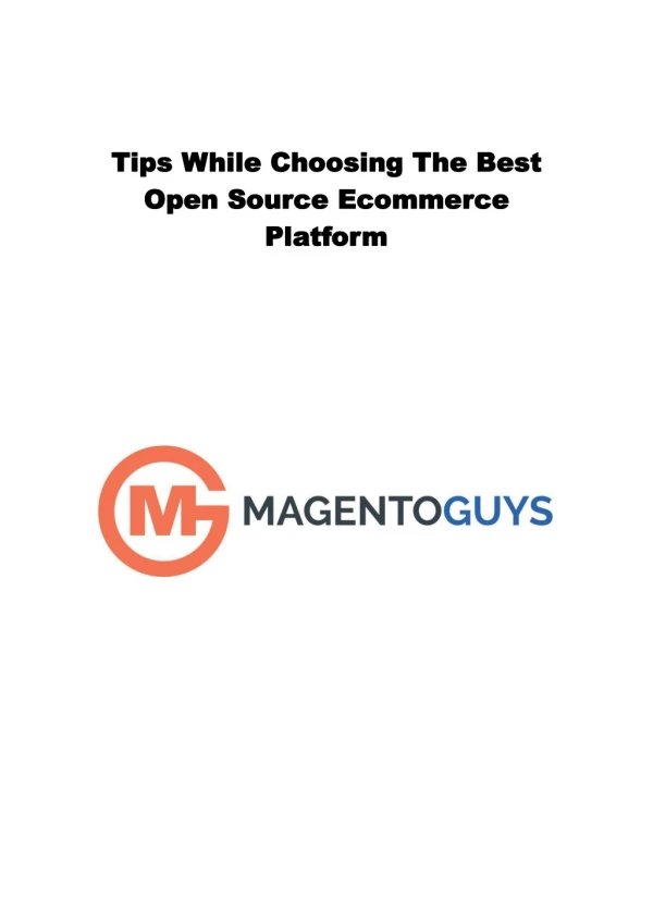 Tips While Choosing The Best Open Source Ecommerce Platform