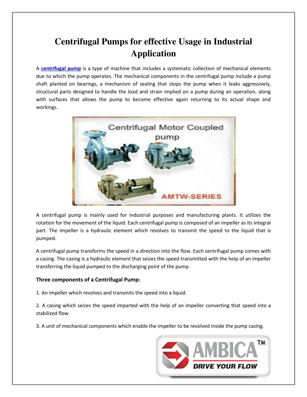 centrifugal pumps for effective usage