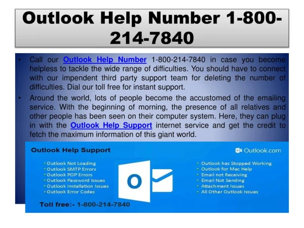 Outlook Help Number 1-800-214-7840