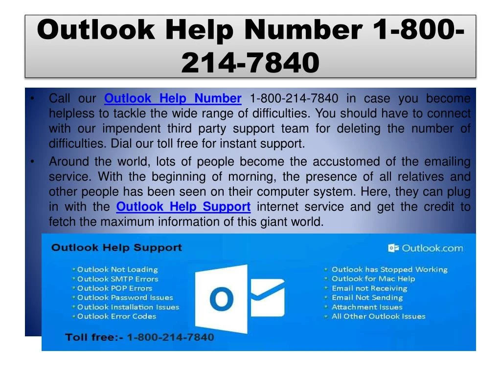 outlook help number 1 800 214 7840