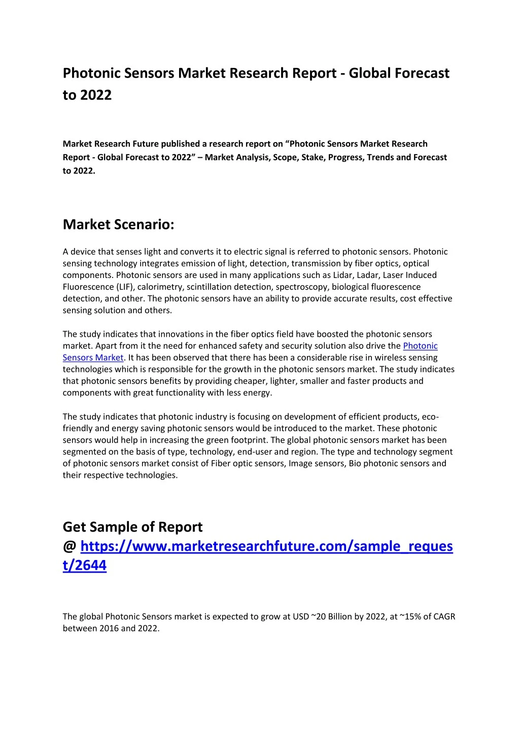 photonic sensors market research report global