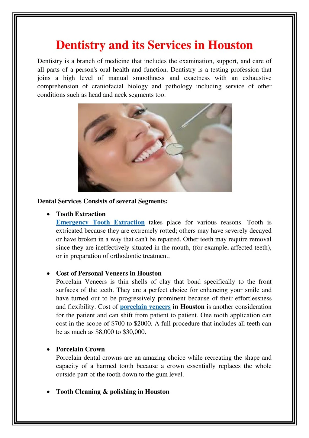 dentistry and its services in houston