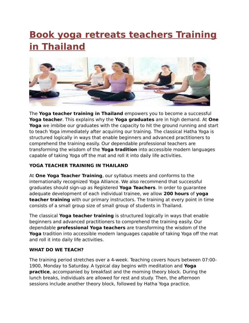 book yoga retreats teachers training in thailand