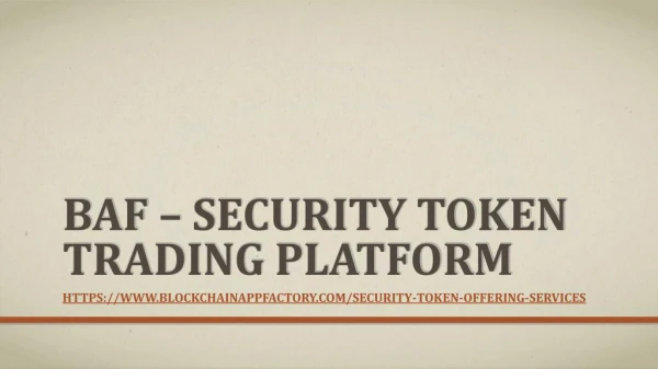 Security Token Trading Platform - BAF
