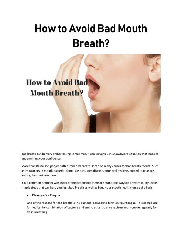 How to Avoid Bad Mouth Breath?