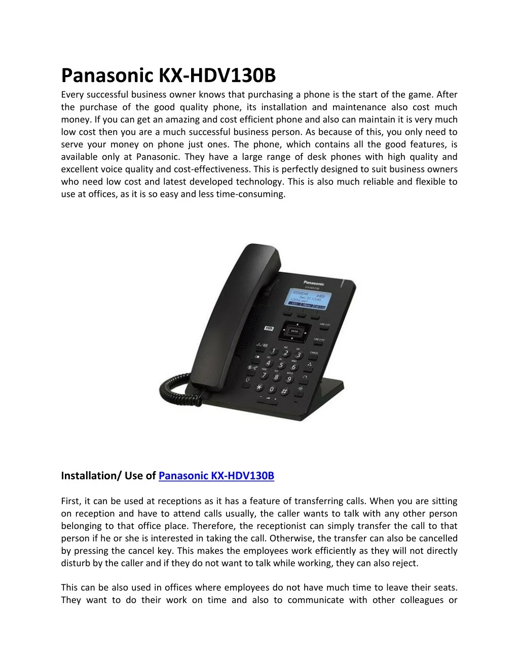 panasonic kx hdv130b every successful business