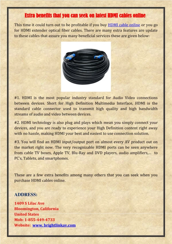 Extra benefits that you can seek on latest HDMI cables online