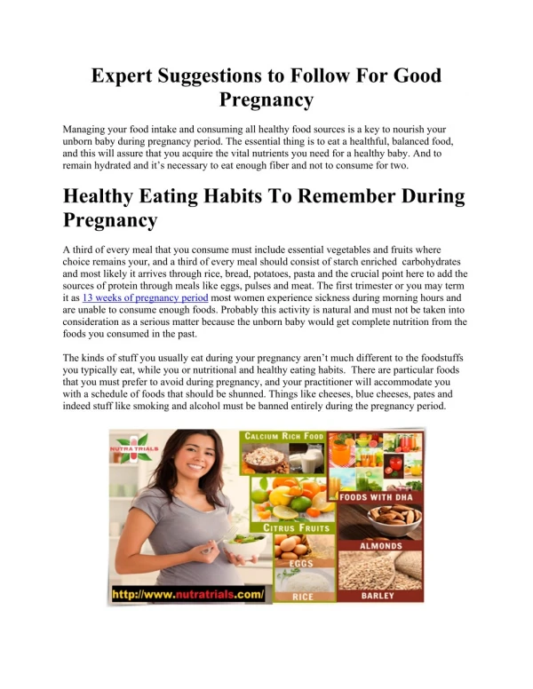 Expert Suggestions to Follow For Good Pregnancy
